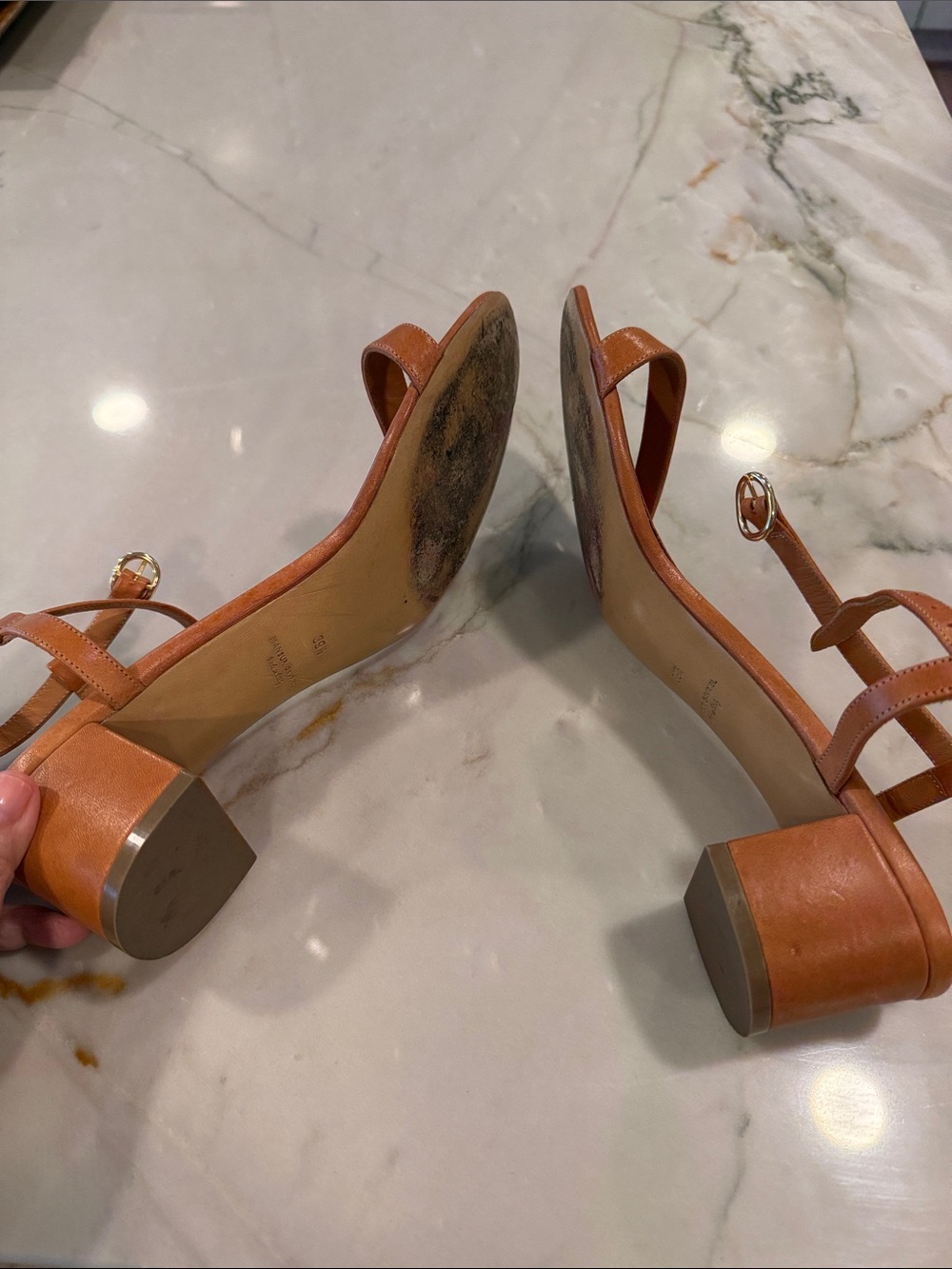 🔥Mansur Gavriel Cognac Leather Ankle-Strap Sandals - Picture 6 of 7